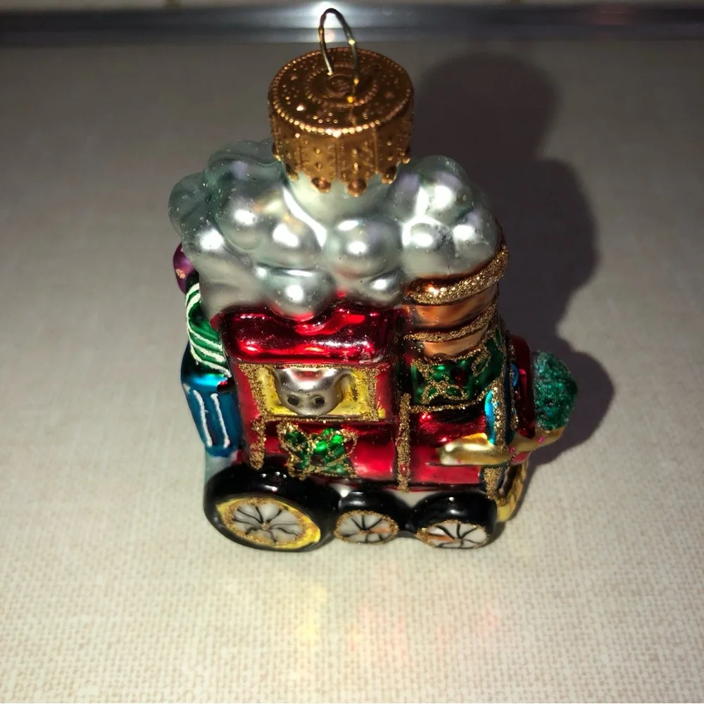 Vintage‎ Glass Santa Engine Train Christmas Ornament